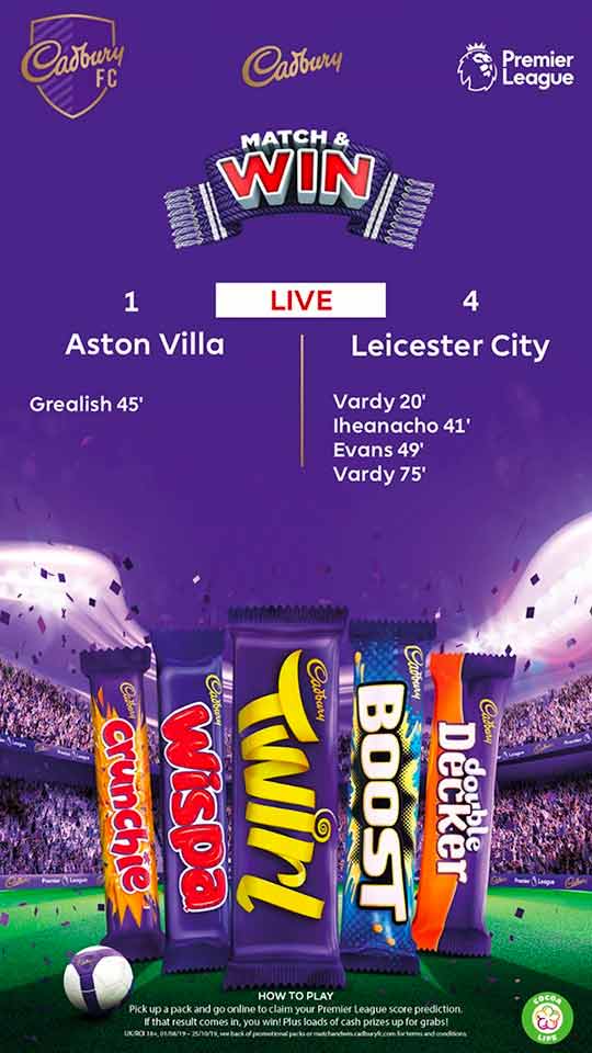 Cadbury Match & Win D6 poster - live scores Dynamic